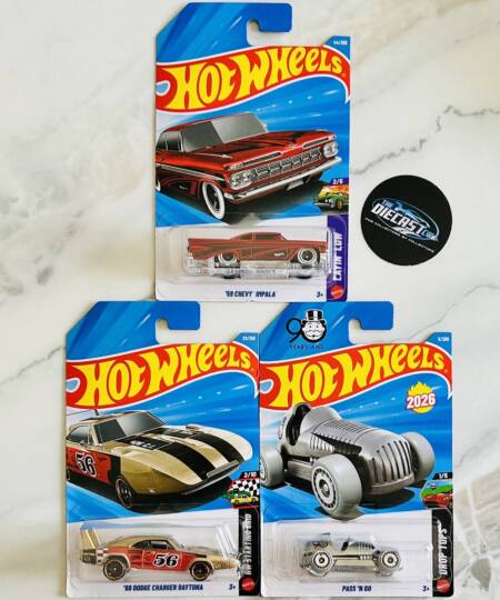 59 Chevy Impala, '69 Dodge Charger Daytona & Pass'n Go - MRP Combo - Set of 3