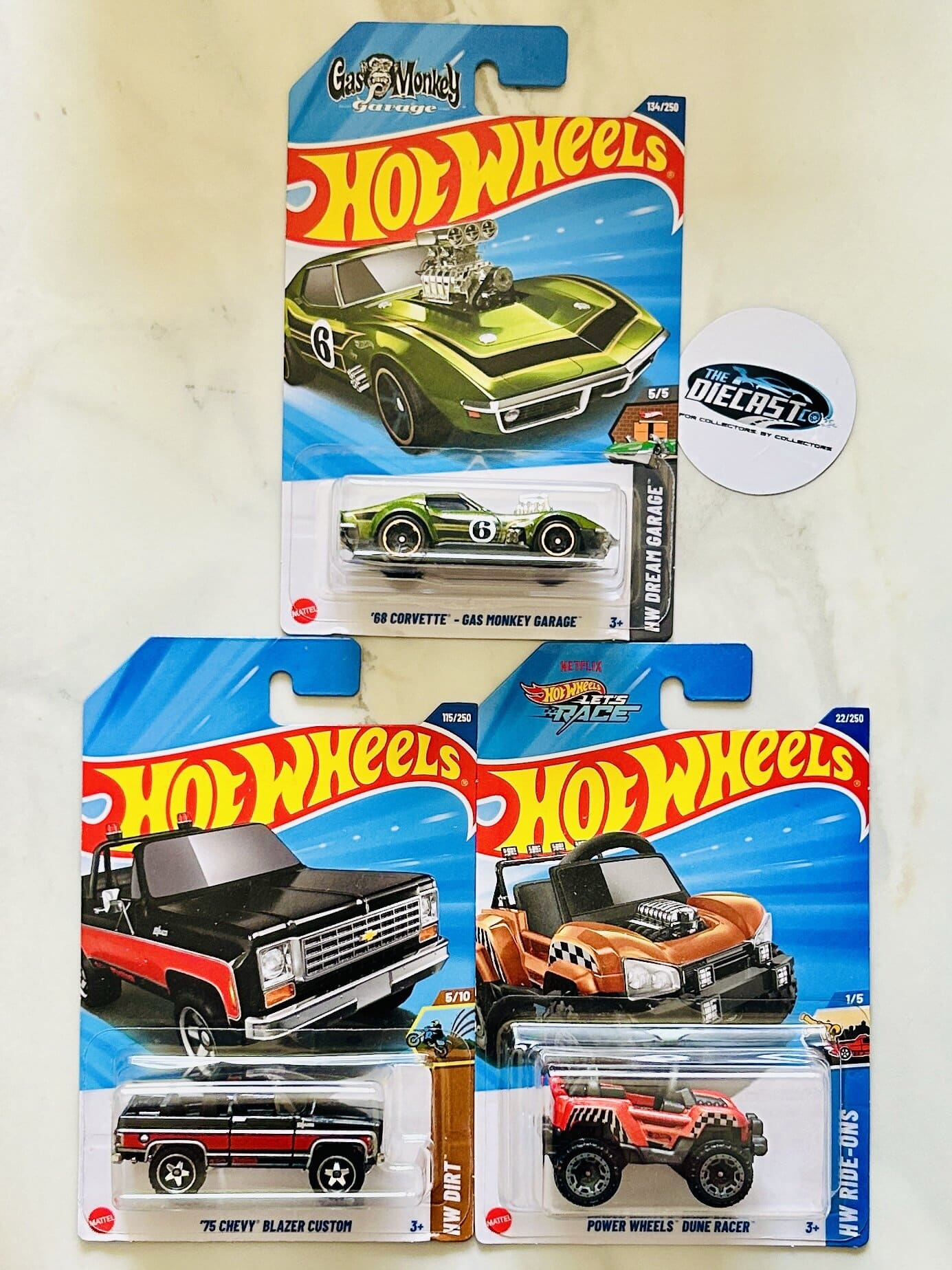 IMPORTED Combo - 68 Corvette, 71 Chevy Blazer Custom & Power Wheels Dune Racer - Set of 3