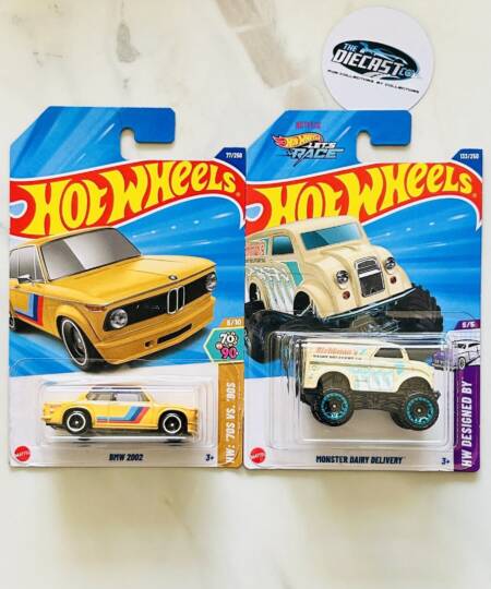 IMPORTED Combo - BMW 2002 (Yellow) & Monster Dairy Delivery - Set of 2