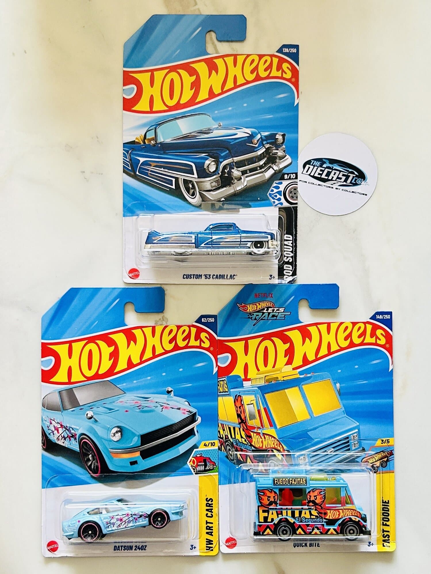 IMPORTED Combo - Custom 53 Cadillac, Datsun 240Z (Blue) & Quick Bite - Set of 3