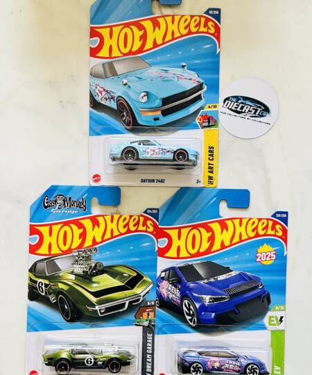 IMPORTED Combo - Datsun 240Z (Blue), 68 Corvette & Custom Kia EV6 - Set of 3