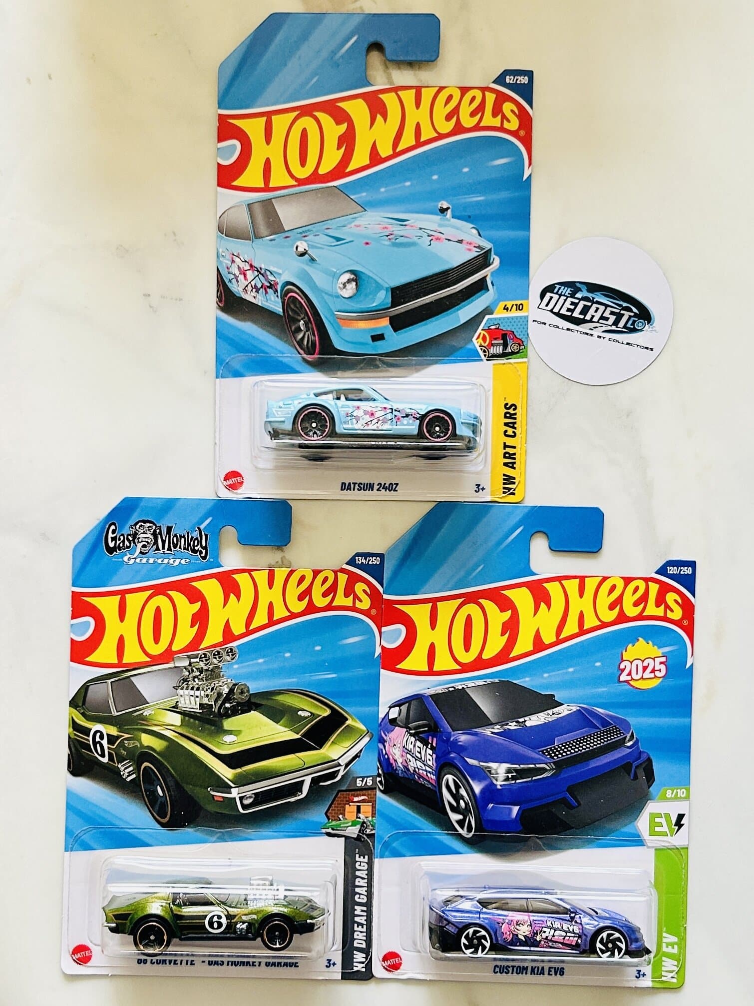 IMPORTED Combo - Datsun 240Z (Blue), 68 Corvette & Custom Kia EV6 - Set of 3