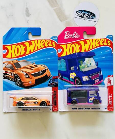 New Combo - 16 Cadillac ATS-V R & Barbie Dream Camper - Set of 2