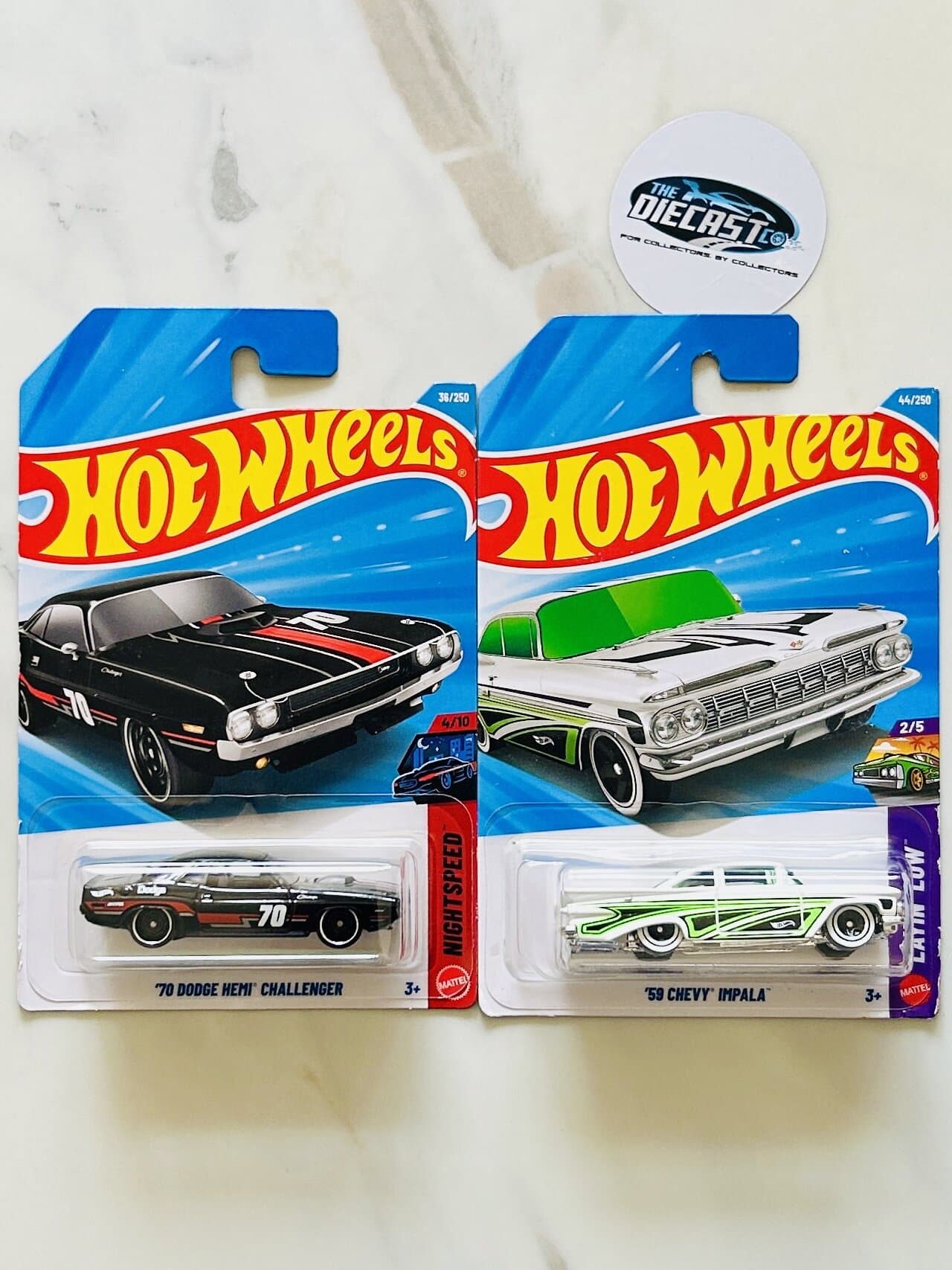 New Combo - 70 Dodge Hemi Challenger & 59 Chevy Impala - Set of 2