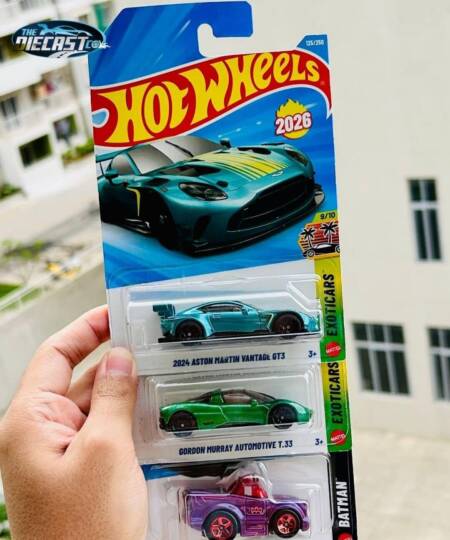 2024 Aston Martin Vantage GT3, Gordon Murray Automotive T.33 & Classic TV Series Batmobile - MRP Combo - Set of 3