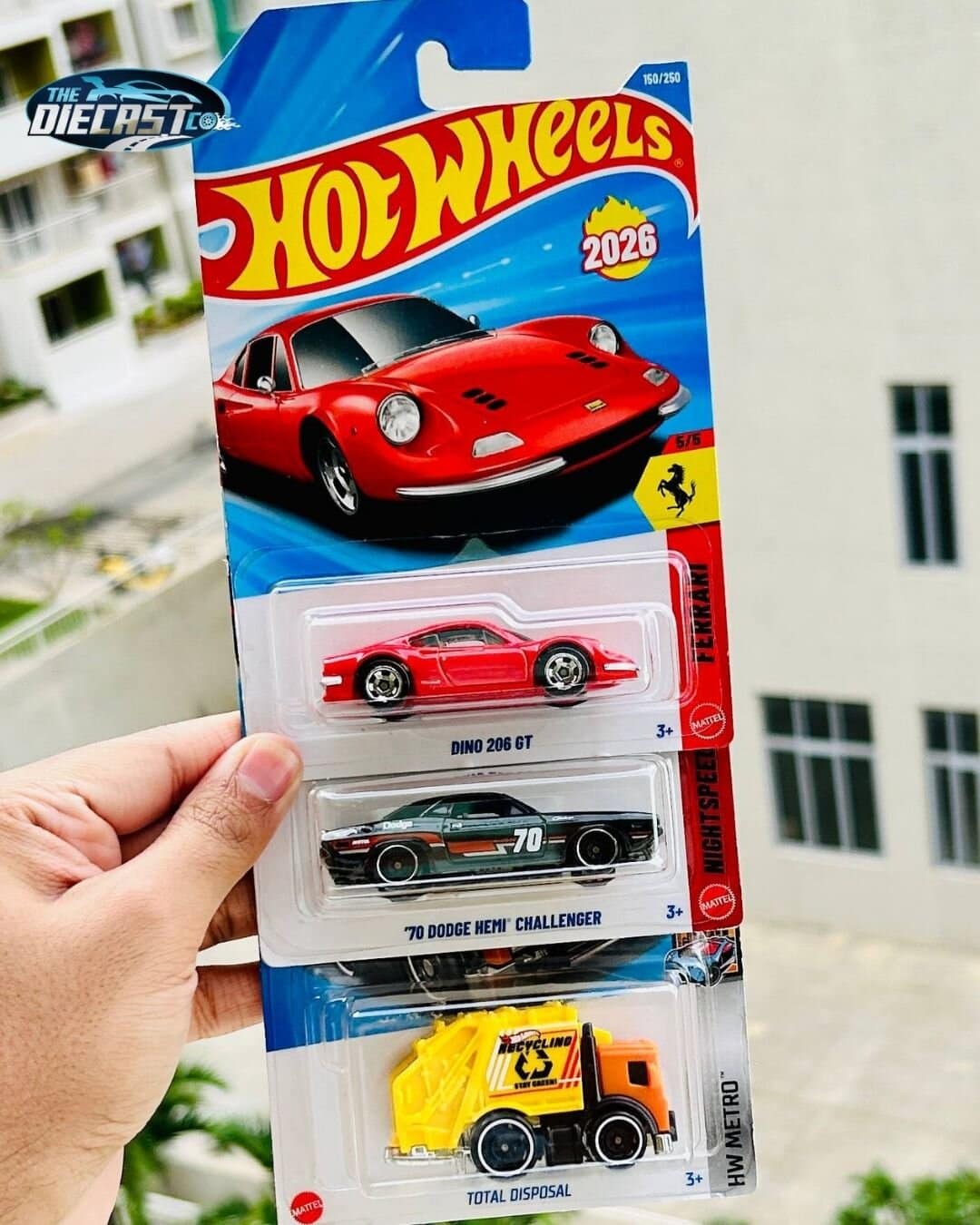Ferrari Dino 206 GT, '70 Dodge Hemi Challenger & Total Disposal - MRP Combo - Set of 3